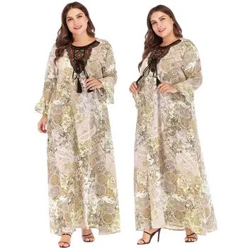 

Elegant Ethnic Floral Print Embroidery Maxi Long Dress Swing Women Dresses Flare Long Sleeve 2019 Spring Autumn Loose Robe Gown