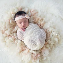 New Baby Sweet Elastic Lace Bubble Photograph Prop Blanket Infant Sleeping Swaddle Soft Blankets