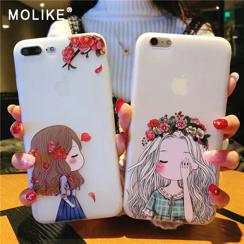 Beste MOLIKE Bloem Patroon Case Voor iPhone 6 s 6 s 7 8 Case Zachte Siliconen Bloemen Bescherm Volledige Cover Voor iPhone 7 8 Plus X Telefoon Coque