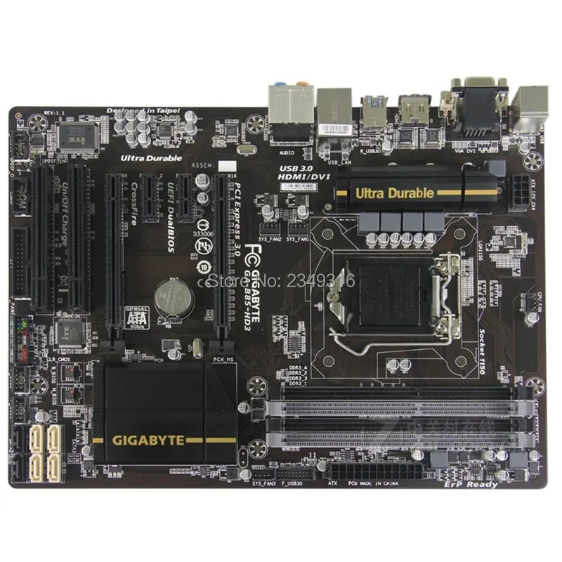 Для Gigabyte GA-B85-HD3 оригинальная б/у настольная материнская плата B85-HD3 B85 LGA 1150 i3 i5 i7 DDR3 32G ATX в продаже