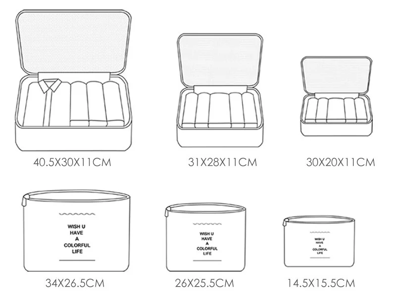 6 шт./компл. нейлон Упаковка Куб большой Ёмкость двойная молния Водонепроницаемый сумка Чемодан одежда аккуратные Сортировка Портативный Органайзер