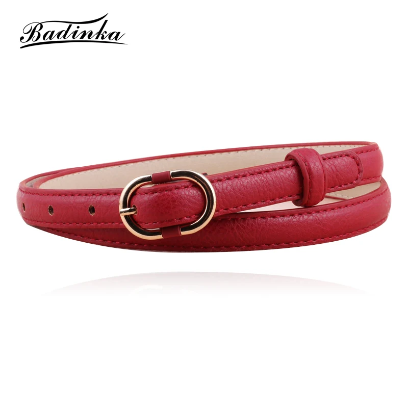

Badinka 2019 New Simple Cute Korean Style Red Pink Black White Yellow Faux PU Leather Belt Female Vintage Buckle Belts for Women