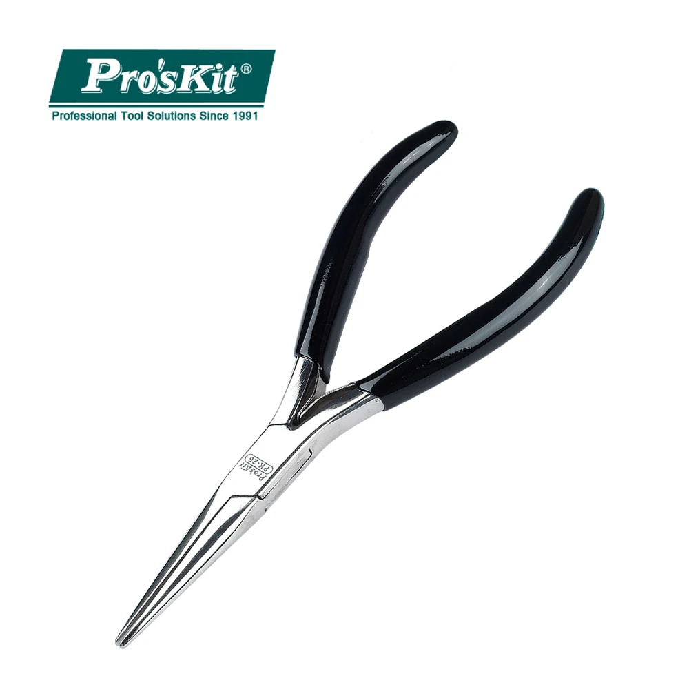 1PK-26 Pro'sKit Stainless Steel Mirror Steel Without Teeth Long Nose Pliers Cable Cutter Precision Antiskid Needle Nose Pliers