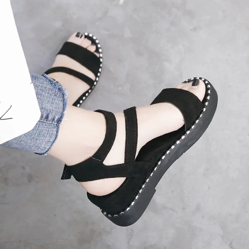 

Velvet Shoes Luxury Sandals Summer Heels Clogs Wedge All-Match Suit Female Beige 2019 Women's Suede Comfort Block Fashion