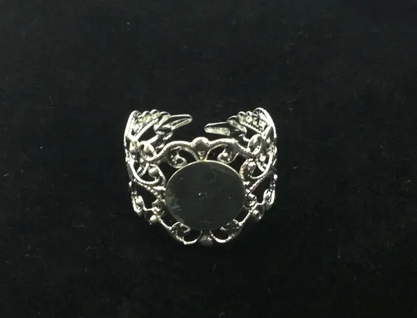 

20PCS Silver Plated Adjustable Filigree Ring Blanks 18mm #22807
