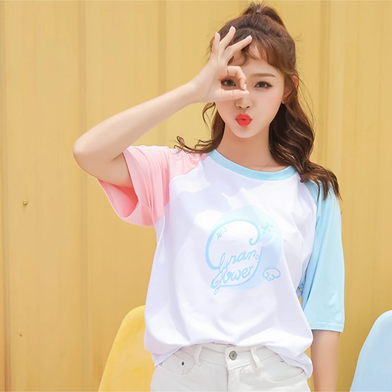 

Harajuku bf wind 2018 new summer short-sleeved T-shirt female students loose Korean version of the strange girl clothes
