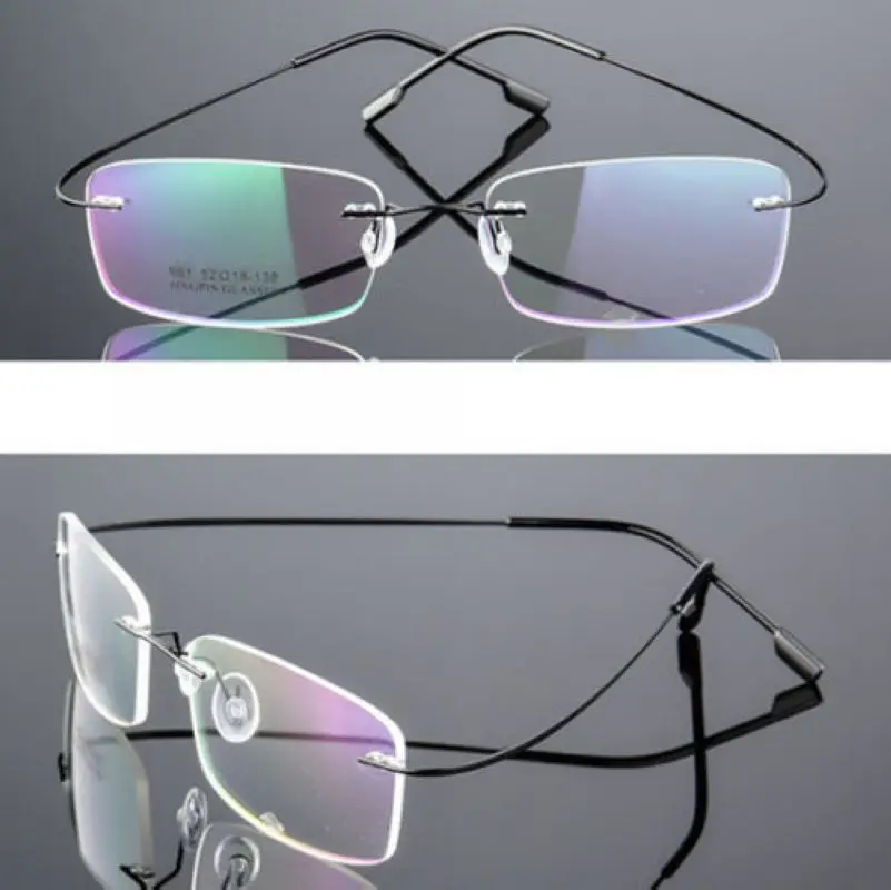 Mayitr 1 шт., для женщин и мужчин, ультралегкие прямоугольные очки, оправа, гибкая, без оправы, с эффектом памяти, металлические оправы для очков, 4 цвета, высокое качество - Цвет оправы: black