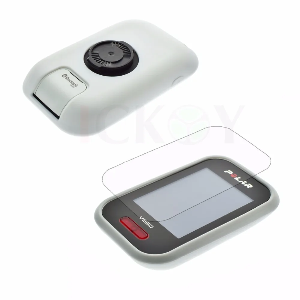 Ciclismo ao ar Branco + Protetor de Filme Lcd para Polar Livre Silicone Borracha Proteger Case Tela V650 Gps Acessórios