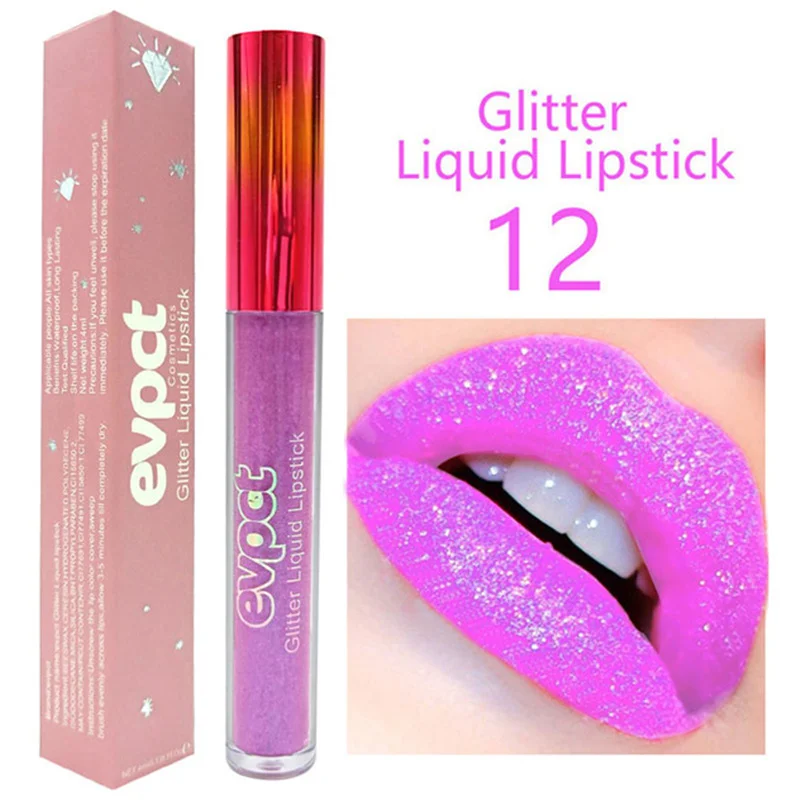 

Shining Glitter Lip Make Up Liquid Lipstick Waterproof Long Lasting Shimmer Red Lip Pink Women Lipsticks Metallic Lipgloss