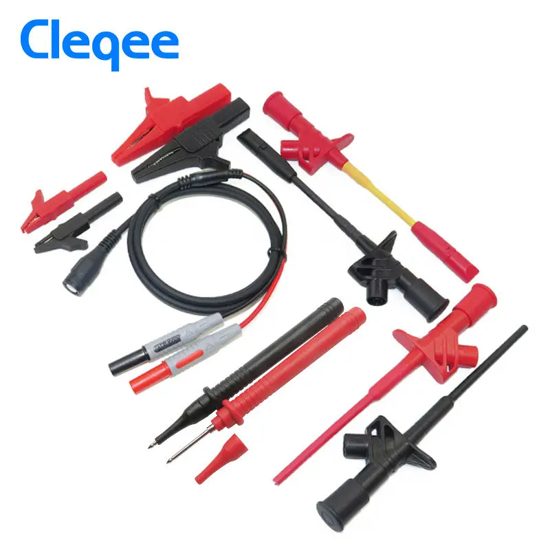 

Cleqee P1800D 11-in-1 BNC Electronic Specialties Test Lead Automotive&Multimeter probe leads kit Flexible&Piercing Test Hook
