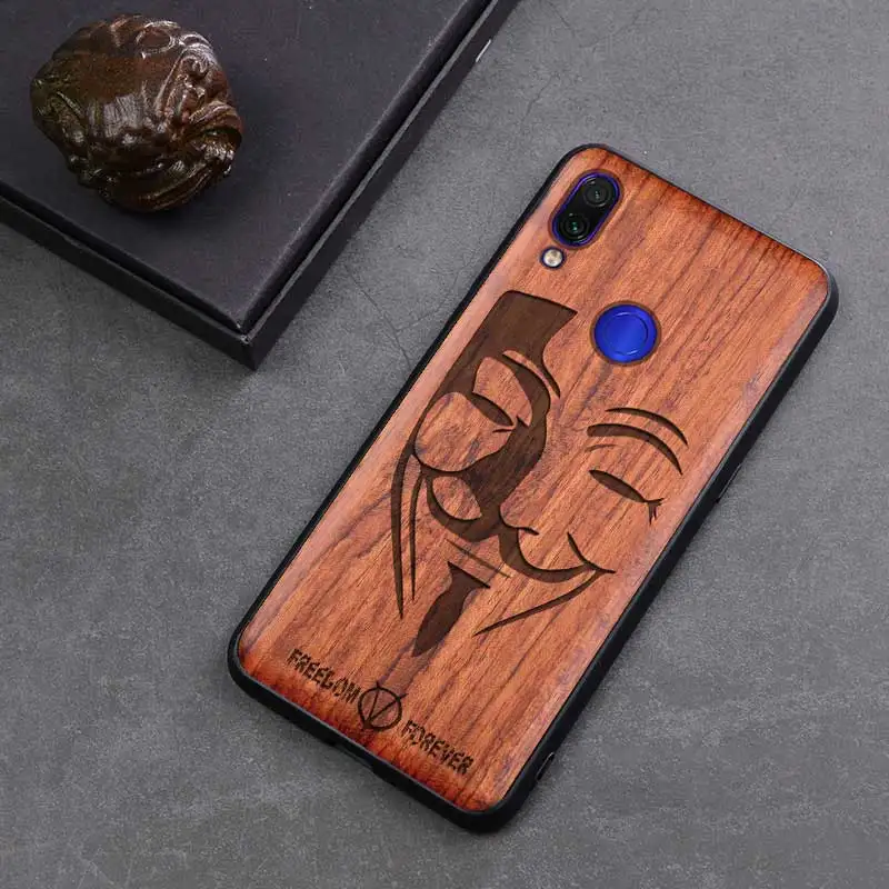 Резной деревянный ящик для Xiaomi redmi note 7 Xiaomi redmi note 7 pro противоударный чехол TPU бампер чехол redmi note 7 Чехол деревянный корпус - Цвет: 7