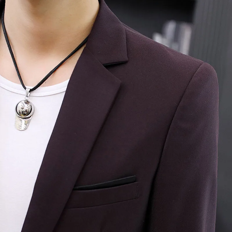 Mens Slim Fit Casual 1 Button Notched Lapel Blazer Jacket