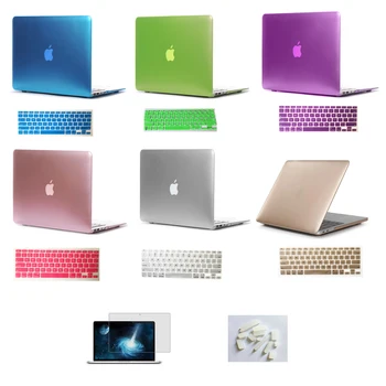 

Glossy Metallic Hard Case Cover+Keyboard Cover+Screen Film+Dust Plugs For Macbook Air 11 13 Pro Retina 12 13 15 Touch Bar 13 15