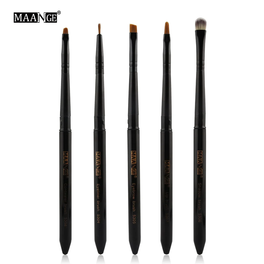 

MAANGE Black Portable Eye Makeup Brush Eyeshadow Eyeliner Eyebrow Lip Concealer Blending Cosmetic Brush with Protect Cap