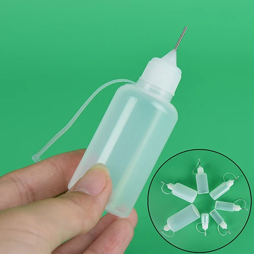 1pcs Empty Squeezable Bottle Needle Tip Needle Squeeze Empty Bottle Metal Needle Cap White
