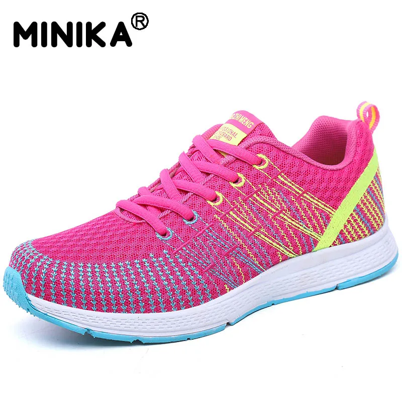 Minika Women Shoes Fluorescent Walking Lightweight Mesh Sneakers Woman ...