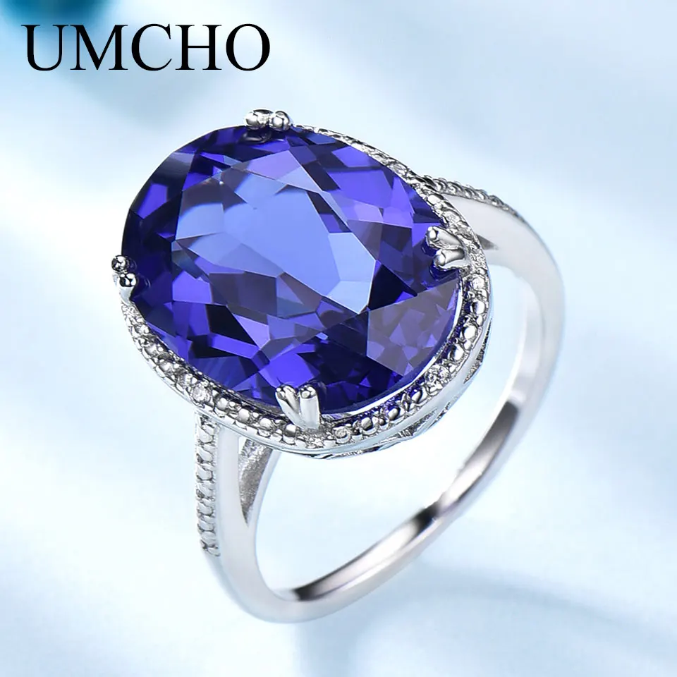 UMCHO Luxury Tanzanite Gemstone Rings For Women Solid 925 Sterling Silver Fine Jewelry Female Engagement Ring Christmas Gift UMCHO Luxury Tanzanite Gemstone Rings For Women Solid 925 Sterling Silver Fine Jewelry Female Engagement Ring Christmas Gift