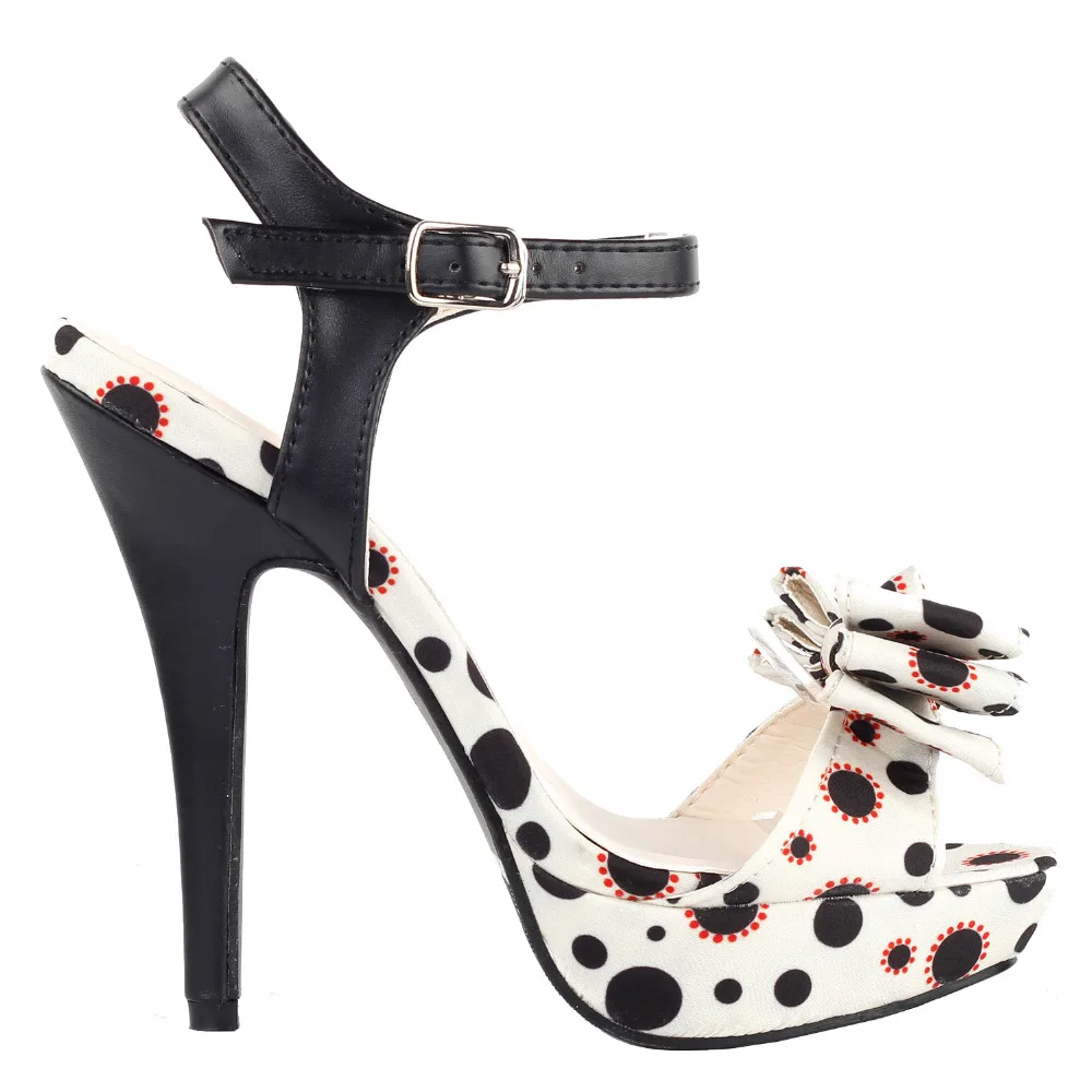 

LF30473 Black Bow Polka Dots High Heel Platform Stiletto Sandals US Size 4/5/6/7/8/9/10