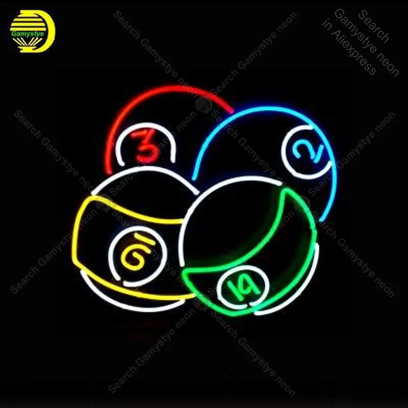 

Neon Sign Ball Billiards Neon Signs for Game Room Restaurant Glass Tubes Neon Bulbs Signboard decorate wall Handcraft Bar sign