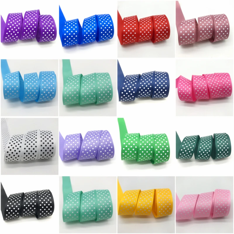 

5Yards 1" (25mm) Grosgrain Ribbon Printing Polka Dots Hair Bow Wedding Christmas Decoration Polyester Ribbon DIY Sewing
