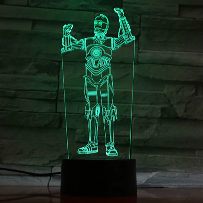 

3d Led Night Light Lamp Star Wars Robot C-3PO Children's Bedroom Decorative Nightlight Birthday Holiday Gift Kids Room 3d Lamp