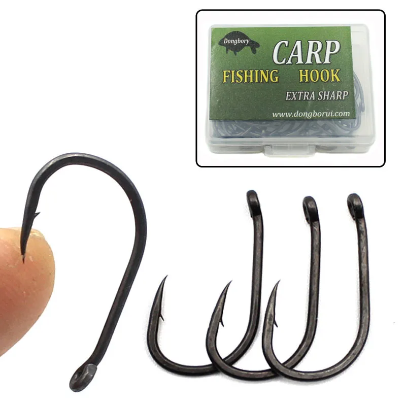 100pcs/Lot Barbed Hooks Teflon Coated high Carbon Steel Carp Fishing