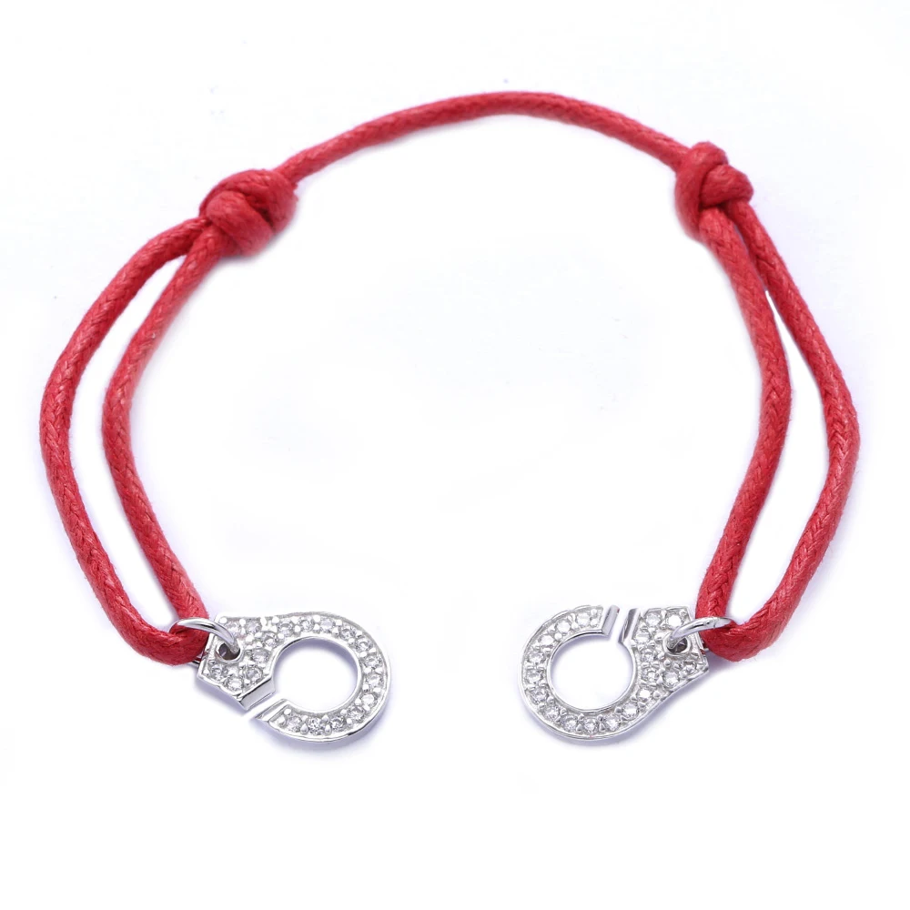 Регулируемый Браслет-манжета из серебра 925 пробы для женщин, винтажный браслет из стерлингового серебра с Красной веревкой