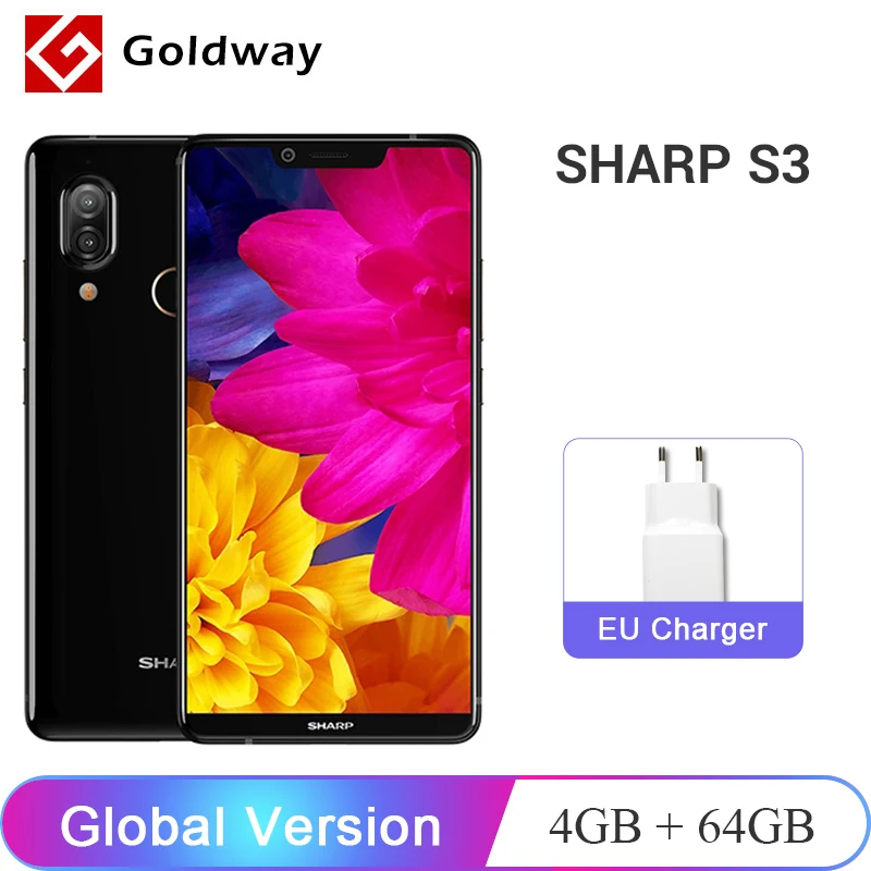 Глобальная версия SHARP AQUOS S3 4 Гб 64 Quick Charge 3 0 Смартфон Snapdragon 630 Octa Core 6 'ཌMP NFC 3200 мА/ч
