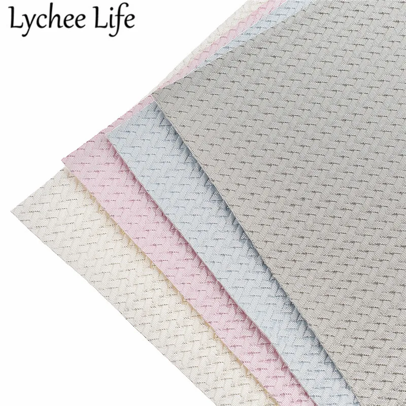 

Lychee Life 29x21cm Iridescent Weaving Leather Fabric Solid Color A4 PU Fabric DIY Handmade Sewing Clothes Decorative Supplies