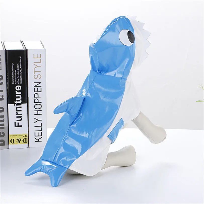 Cute Shark Cosplay Raincoat for Dogs Outdoor Hooded Dog Raincoat Waterproof Summer Clothes for Dogs Dropshipping #F#40AT14 (6)
