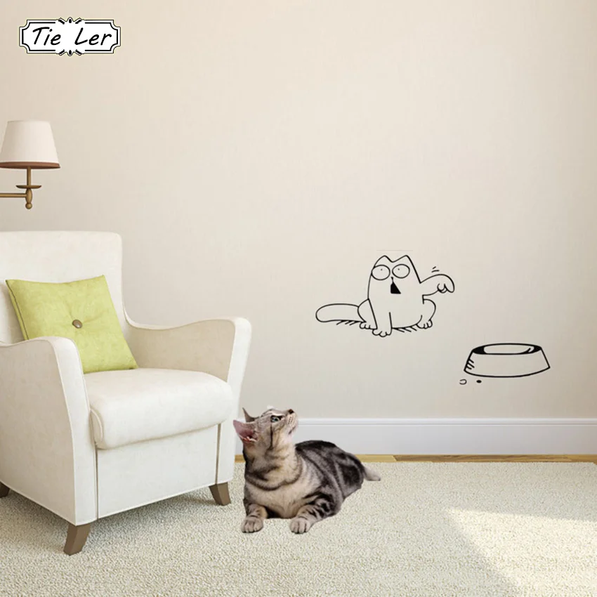 

TIE LER 1PC Funny Cartoon Cat Car Laptop Window Wall Sticker Bowl Cat Decor Stickers Decals Wallpaper