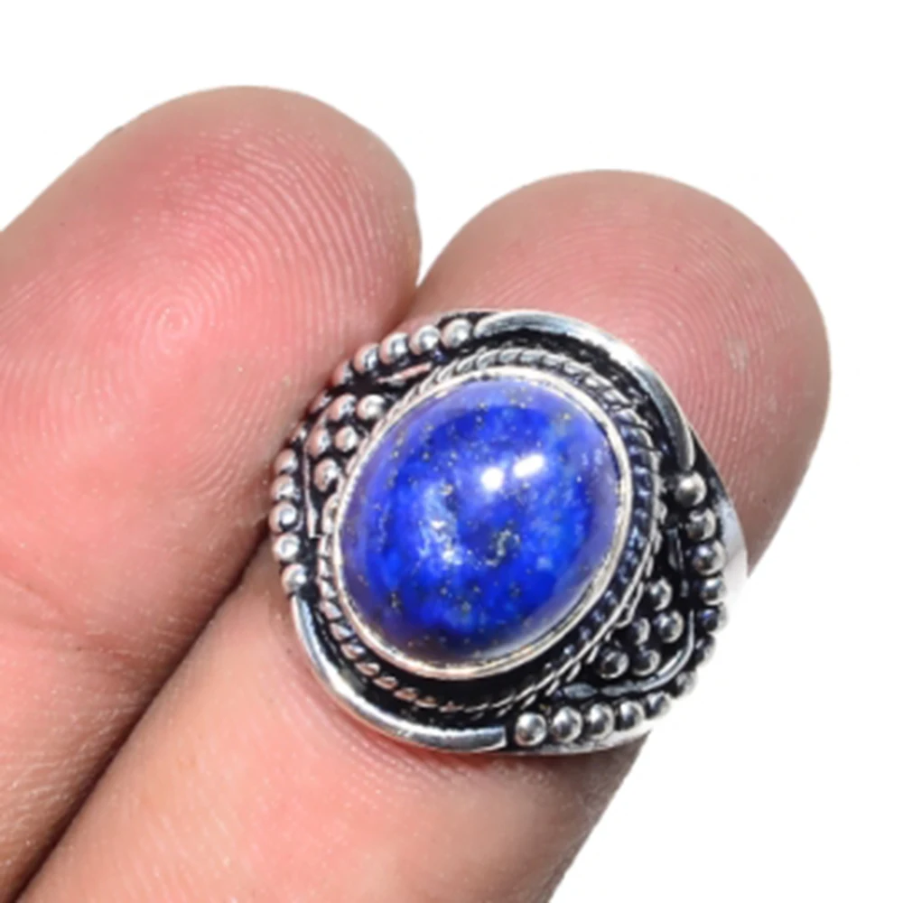 

Lapis Lazuli Ring Silver Overlay over Copper , Size: 7, R4839