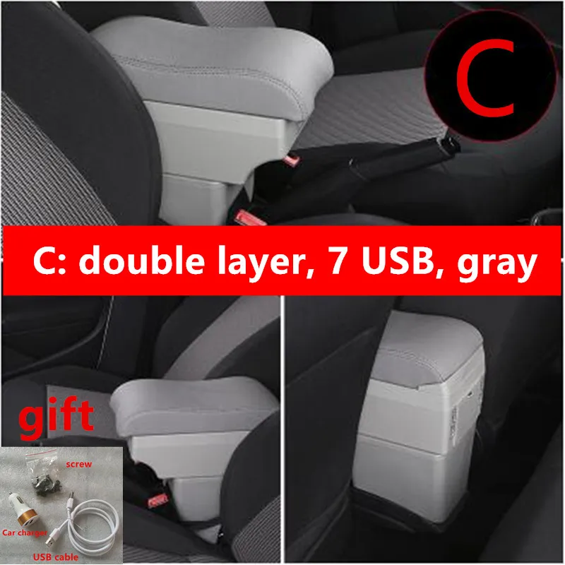 For kia picanto Armrest box central Store content box with cup holder ashtray with USB interface