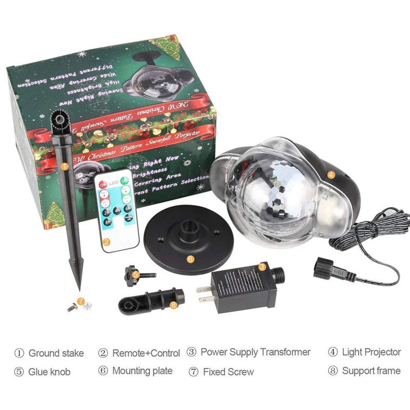 LED Projector Light Snow Falling Light Waterproof Outdoor Indoor Snowflake Decorations Light with Remote Control for Christmas Halloween Festival Wedding Birthday Patio Garden Part(14)