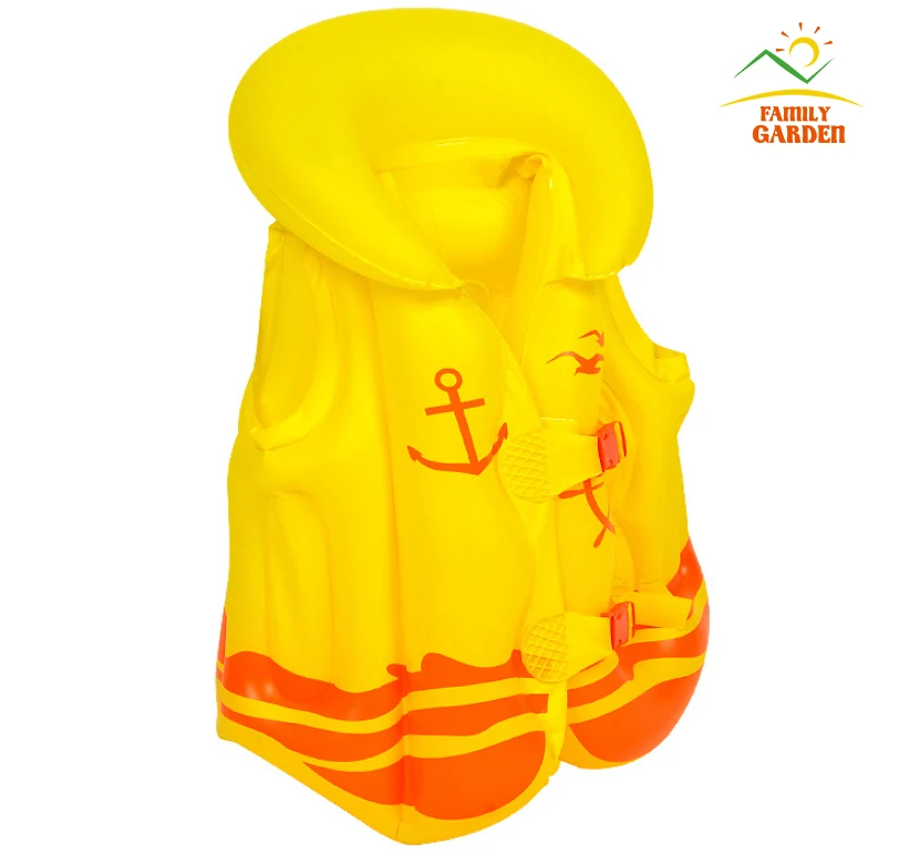 Yellow Child Safety Thick PVC Inflatable Life Jacket Swimsuit Swim Vest
