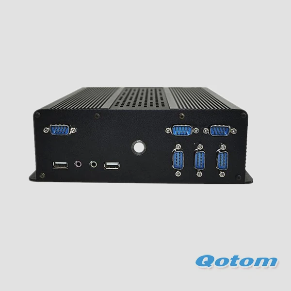 QOTOM Mini PC with 2 LAN and 7 Serial Port 2 VGA 1 HD Video display