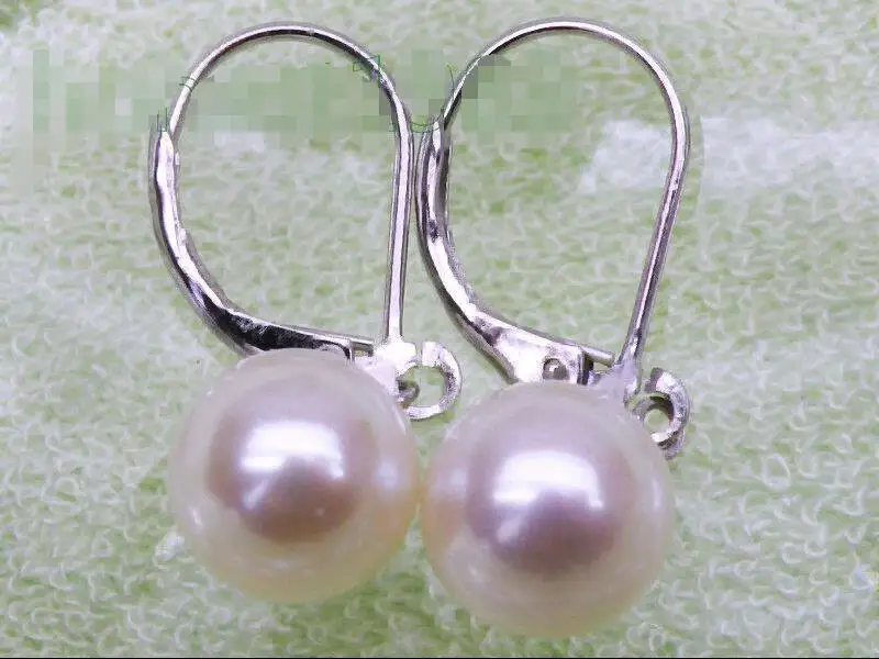 

Selling >GENUINE 8mm Round White Akoya Pearls Dangle Earring Sterling Silver