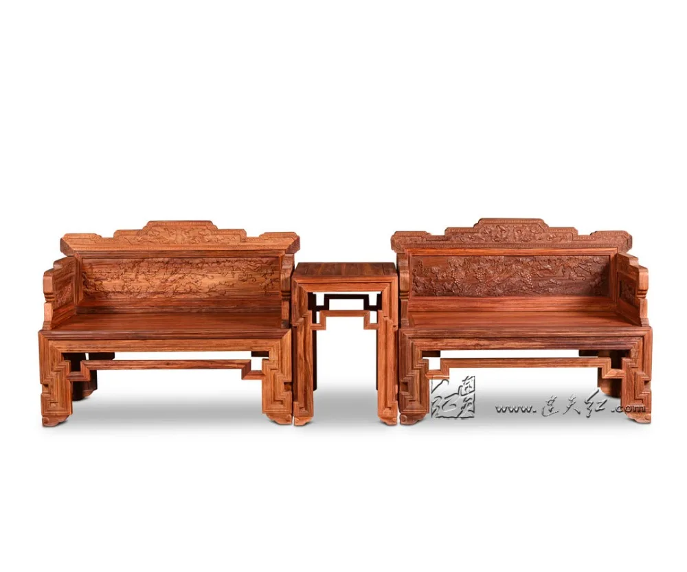 Redwood Furniture Set 2 King Throne and 1 Small Tea table Solid Wood Living Room Backed Armchair Chairs Coffee Desk Set Rosewood Redwood Furniture Set 2 King Throne and 1 Small Tea table Solid Wood Living Room Backed Armchair Chairs Coffee Desk Set Rosewood