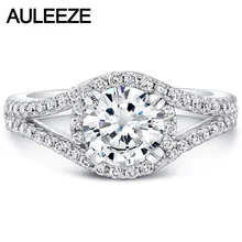 Solid 14K White Gold 1CT Moissanites Diamond Ring Split Shank Halo Lab Grown Diamond Wedding Engagement Rings For Women Jewelry