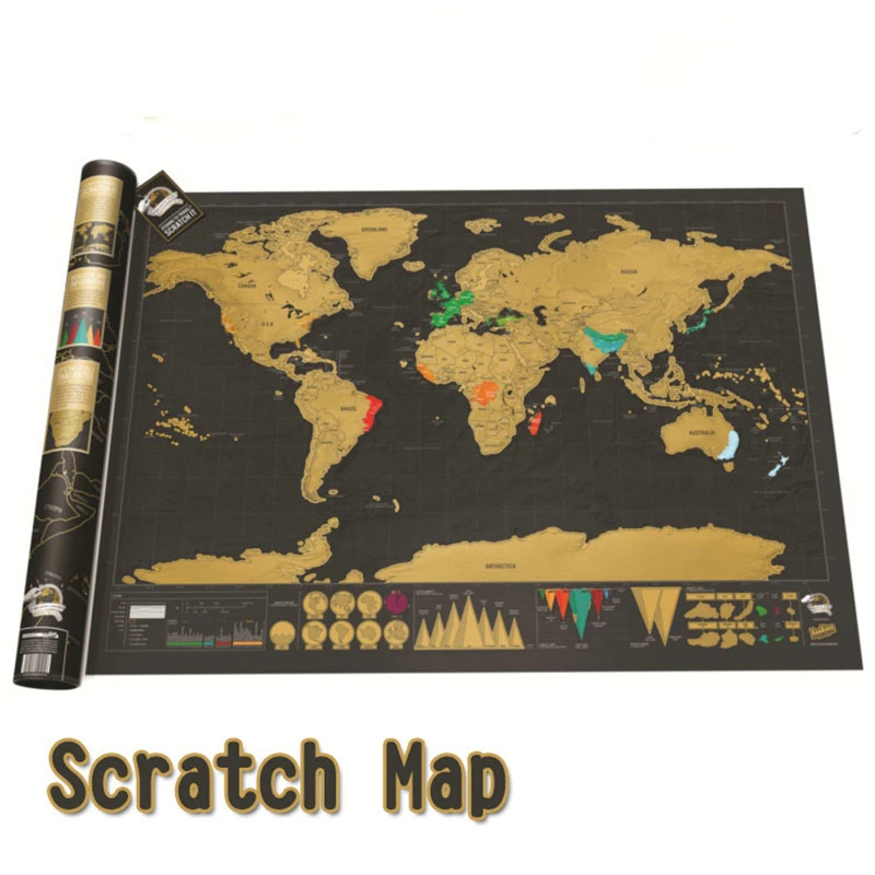 

Big Size Scratch Map Scratch Off World Travel Map Poster Copper Foil Personalized Journal Log without Cylinder Pack