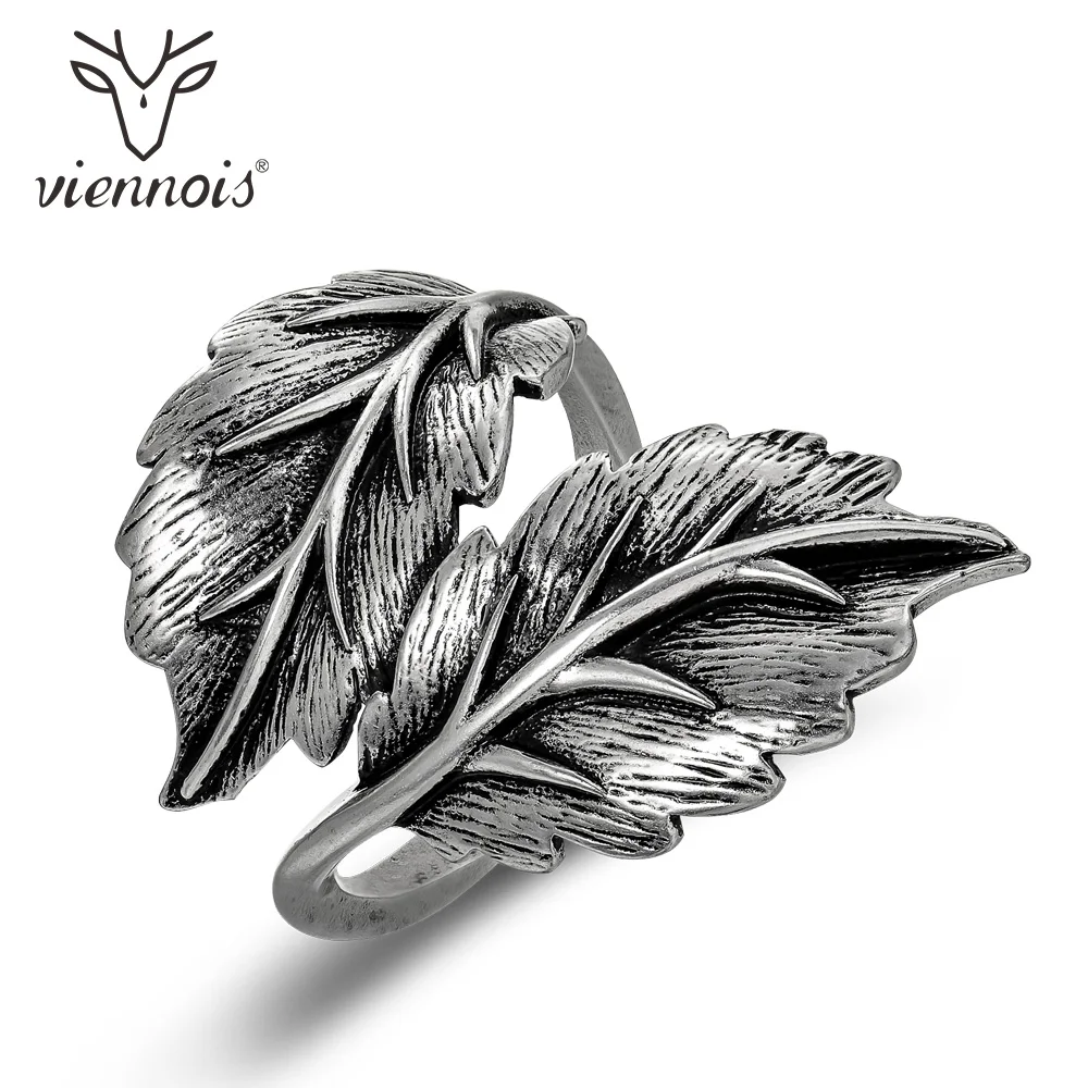 

Viennois Vintage Silver Color Women Finger Rings Twisted Leaf Retro Style Metal Geometric Rings Fashion Jewelry