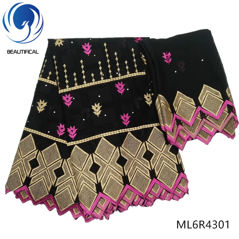 

BEAUTIFICAL african lace fabrics Latest style cotton voile lace fabric 5yards +2yards black french lace for dress ML6R43