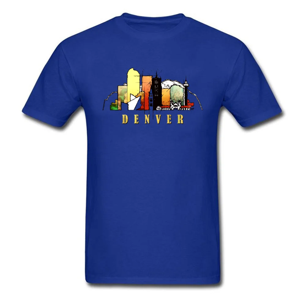 Casual T Shirts 2018 Popular Crew Neck Denver city Pure Cotton Men T Shirt Normal Short Sleeve Tops Tees Free Shipping Denver city blue