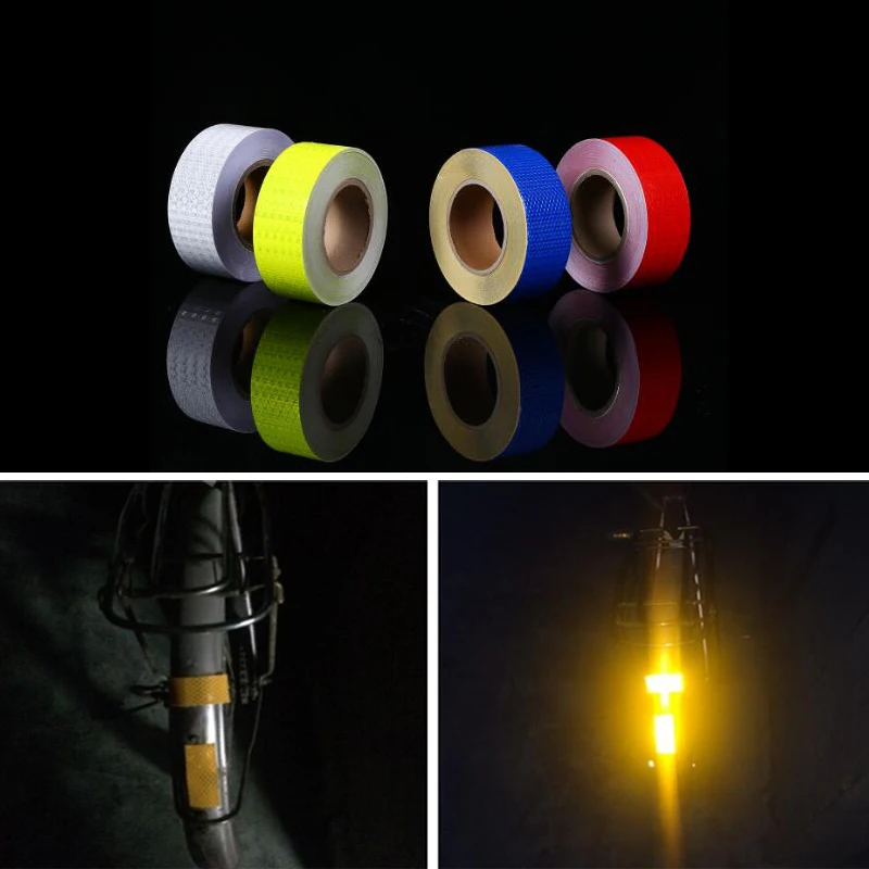 5cmx30m Reflective Bicycle Stickers Adhesive Tape For Bike Safety White Red Yellow Reflective Bike Stickers