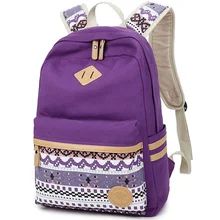 Women Backpack for School Teenagers Girls Vintage Stylish Ethnic School Bag Ladies Backpack Female Purple Back Pack 511