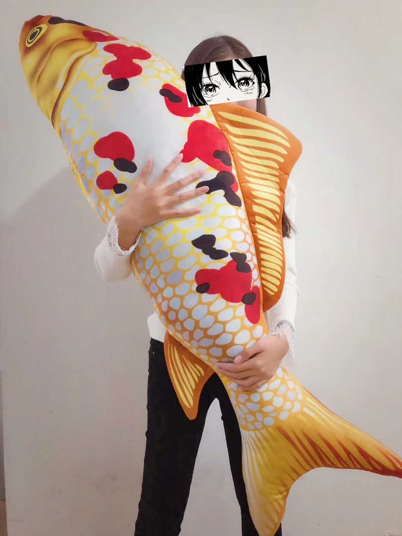 Dorimytrader creative simulation koi fish large plush toy long strip pillow mascot gifts 6 Models 55inch 140cm DY50549 (3)