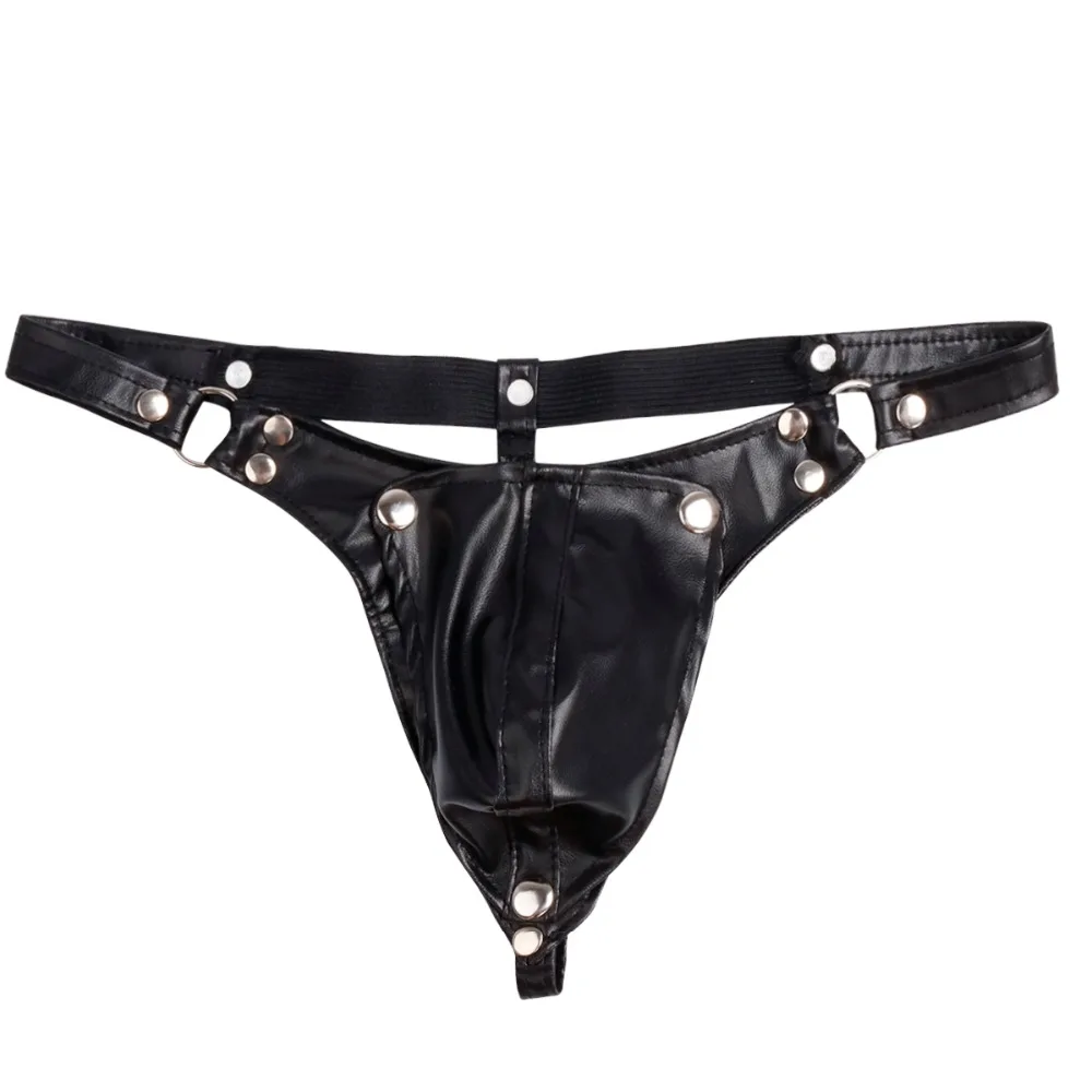 Faux Leather Fetish G-String Pouch Underwear - Queerks™