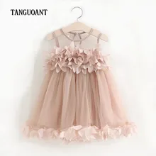 TANGUOANT/платье с цветочным узором для малышей; платье на бретельках для дня рождения; однотонные летние платья для девочек; Детский костюм; Модная одежда для игр