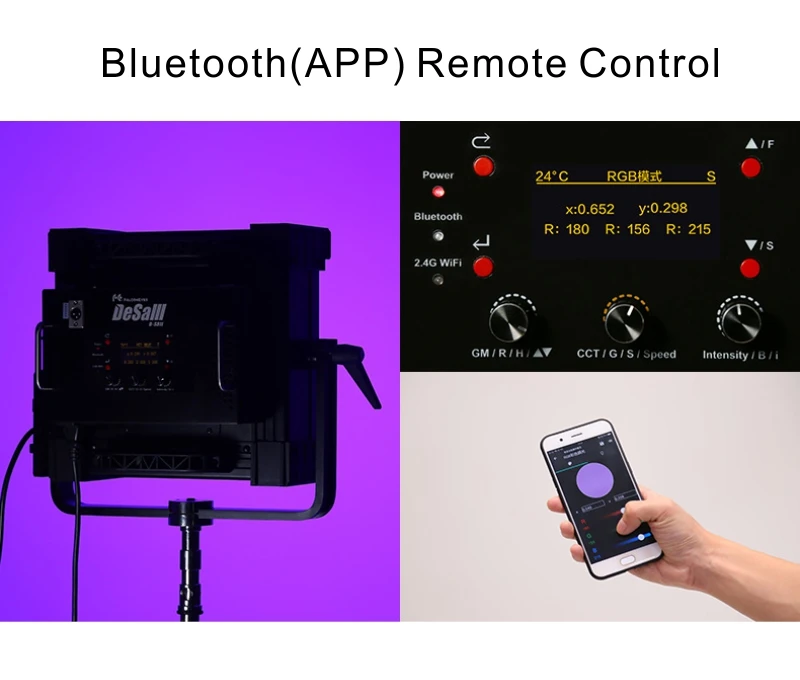 Falcon Eyes 400W RGB LED Video Fotografia Light Support Bluetooth (APP) Ohjaus 8 Kohtaustilat Jatkuva valaistus lamppu DS-812 Yongnuo Nanguang Godox Neewer Travor Zhiyun Falcon Eyes 400W RVB LED Vidéo Prise en charge photographique Prise