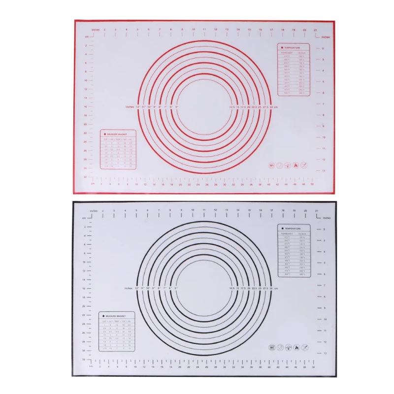 

Silicone Rolling Cake Dough Mat Clay Fondant Pastry Baking Sheet 60x40cm 2 Color